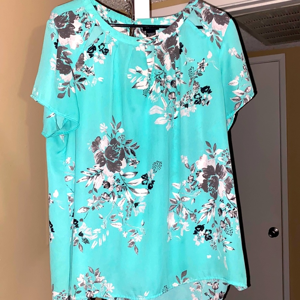 Torrid brand, teal with some gray white and black, good condition